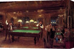 Beraud Canvas Paintings - Le Billard by Jean Beraud