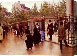 Leaving The Bath Canvas Paintings - Leaving La Madeleine Paris by Jean Beraud