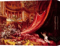 Beraud Canvas Paintings - Symphony in Red and Gold by Jean Beraud