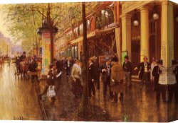 Boulevard Canvas Paintings - The Great Boulevard by Jean Beraud