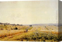 Court Canvas Paintings - Champs Savaine A Crignon Court (Oatfields) by Jean Ferdinand Monchablon