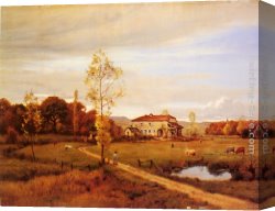 Ferdinand Canvas Paintings - Le Petit Moulin, pres Jonvelle, Hte. Saone by Jean Ferdinand Monchablon