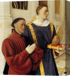 Stephen Canvas Paintings - Etienne Chevalier With St. Stephen (panel of the Melun Diptych) by Jean Fouquet