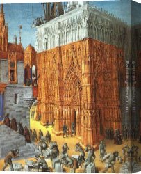Building Canvas Paintings - The Building of a Cathedral by Jean Fouquet