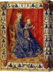 The Virgin And Child with Five Angels Canvas Paintings - The Virgin And Child Enthroned by Jean Fouquet