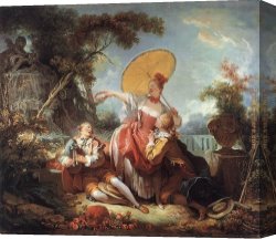 Musical Instruments Canvas Paintings - The Musical Contest by Jean Fragonard