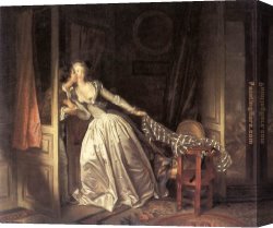 Jean-honore Fragonard Canvas Paintings - The Stolen Kiss by Jean Fragonard