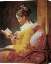 Jean-honore Fragonard Canvas Paintings - Young Girl Reading by Jean Fragonard