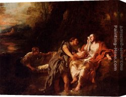 Moses Canvas Paintings - Moses Cast Into The Nile by Jean Francois de Troy