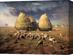 Haystack Snow Effect Canvas Paintings - Haystacks Autumn by Jean Francois Millet