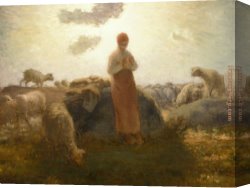 The Return of The Herd Canvas Paintings - Keeper of the Herd by Jean Francois Millet