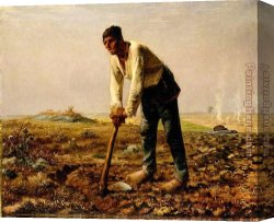 Man with Scythe Canvas Paintings - Man with a hoe by Jean Francois Millet