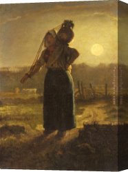 Milkmaid Canvas Paintings - Norman Milkmaid by Jean Francois Millet