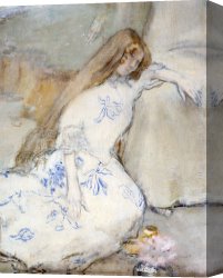 Raffaelli Canvas Paintings - A Young Girl Resting by Jean Francois Raffaelli