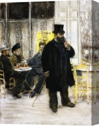 Bohemian Canvas Paintings - Bohemians at the Caf&eacute; by Jean Francois Raffaelli