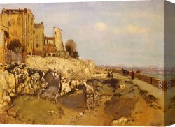 Raffaelli Canvas Paintings - Eze-Sur-Mer by Jean Francois Raffaelli