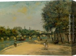 La Varenne De St. Hilaire Canvas Paintings - Institut de Framce et le Pont des Arts by Jean Francois Raffaelli