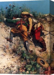 Raffaelli Canvas Paintings - L'embuscade by Jean Francois Raffaelli