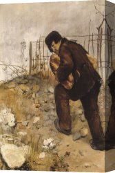 Raffaelli Canvas Paintings - L'homme aux deux pains by Jean Francois Raffaelli