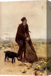 Raffaelli Canvas Paintings - Le Chiffonier by Jean Francois Raffaelli