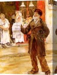 Raffaelli Canvas Paintings - Les Petits Metiers De Paris Le Crieur Public by Jean Francois Raffaelli