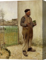 Raffaelli Canvas Paintings - Man Having Just Painted His Fence by Jean Francois Raffaelli