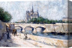 Raffaelli Canvas Paintings - Notre Dame, Paris by Jean Francois Raffaelli