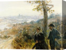 Raffaelli Canvas Paintings - Peasants Going to Town by Jean Francois Raffaelli