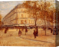 Raffaelli Canvas Paintings - Place Du Theature Francais, Paris by Jean Francois Raffaelli