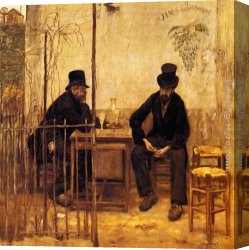 Raffaelli Canvas Paintings - The Absinthe Drinkers by Jean Francois Raffaelli