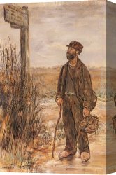 Raffaelli Canvas Paintings - Un Clochard by Jean Francois Raffaelli