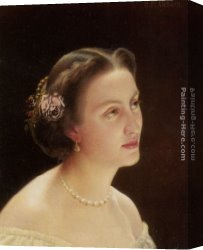 Portrait of a Young Lady Canvas Paintings - Portrait of a Lady by Jean Hippolyte Flandrin