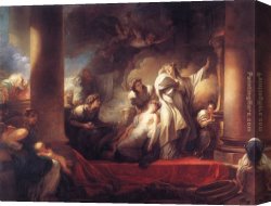 Jean-honore Fragonard Canvas Paintings - Coresus Sacrificing himselt to Save Callirhoe by Jean-Honore Fragonard