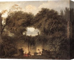 Jean-honore Fragonard Canvas Paintings - Le petit parc by Jean-Honore Fragonard
