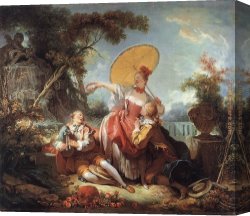 Musical Instruments Canvas Paintings - The Musical Contest by Jean-Honore Fragonard