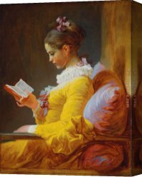 Jean-honore Fragonard Canvas Paintings - the reader by Jean-Honore Fragonard