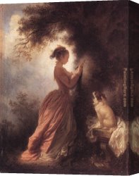 Jean-honore Fragonard Canvas Paintings - The Souvenir by Jean-Honore Fragonard