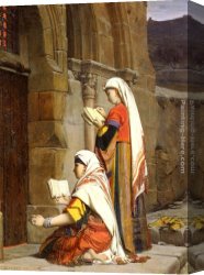 Nouy Canvas Paintings - Chr&eacute;tiennes Au Tombeau De la Vierge, Jerusalem by Jean-Jules-Antoine Lecomte du Nouy