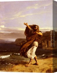 Parole Canvas Paintings - Demosthene S'Exerce A La Parole by Jean-Jules-Antoine Lecomte du Nouy