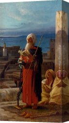 Nouy Canvas Paintings - La Priere Du Soir A Tanger by Jean-Jules-Antoine Lecomte du Nouy