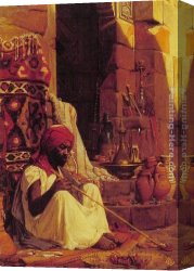 Nouy Canvas Paintings - The Opium Smoker by Jean-Jules-Antoine Lecomte du Nouy