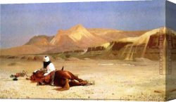 Horse Canvas Paintings - An Arab and His Horse in the Desert by Jean-Leon Gerome