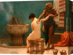 The Harem Bath Canvas Paintings - Bath by Jean-Leon Gerome