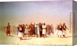 Egyptian Canvas Paintings - Egyptian Recruits Crossing The Desert by Jean-Leon Gerome