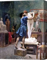 Jean-leon Canvas Paintings - Pigmaliao e Galateia by Jean-Leon Gerome