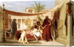 House with Scaffolding Canvas Paintings - Socrates seeking Alcibiades in the house of Aspasia by Jean-Leon Gerome
