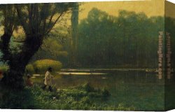 Jean-leon Canvas Paintings - Summer Afternoon on a Lake by Jean-Leon Gerome