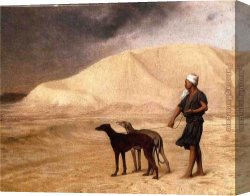 Desert, Canvas Paintings - Team of Dogs in the Desert by Jean-Leon Gerome