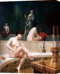 The Harem Bath Canvas Paintings - The Harem Bathing by Jean-Leon Gerome