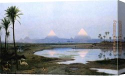 Sunrise Canvas Paintings - The Pyramids, Sunrise by Jean-Leon Gerome